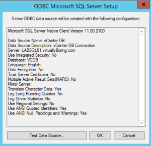 16 ODBC Test Data Source