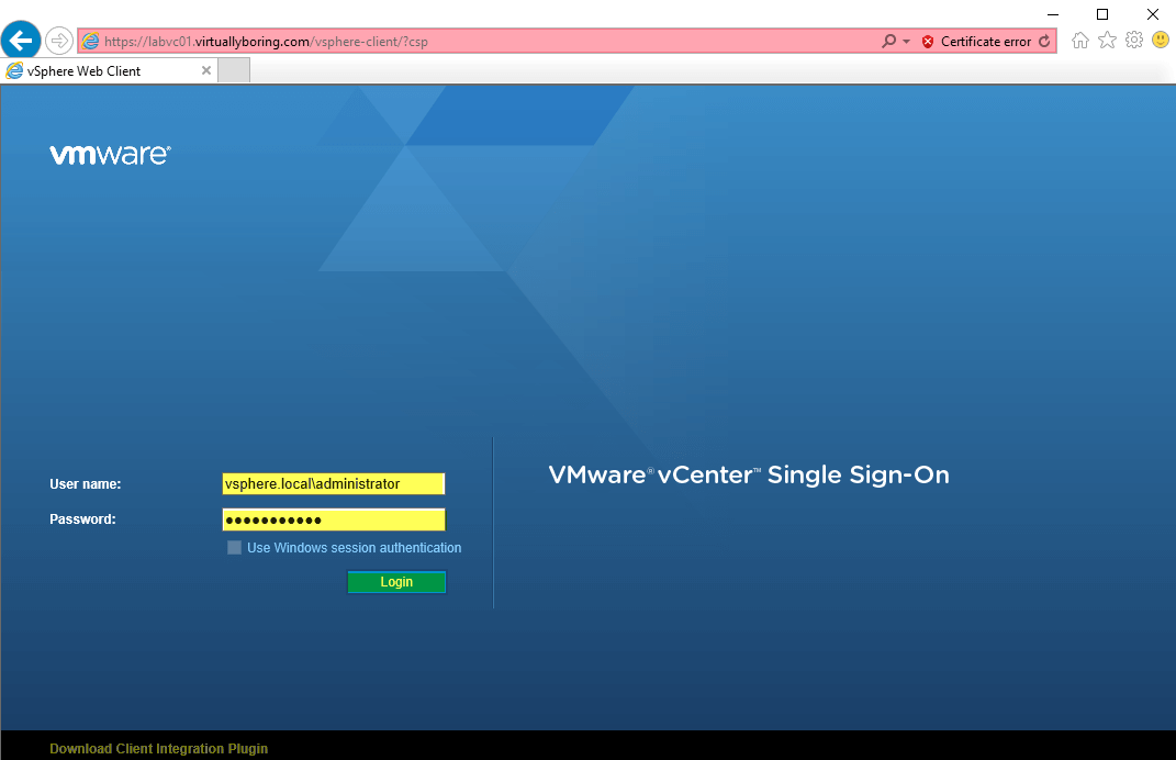1 VCSA 6 - Login