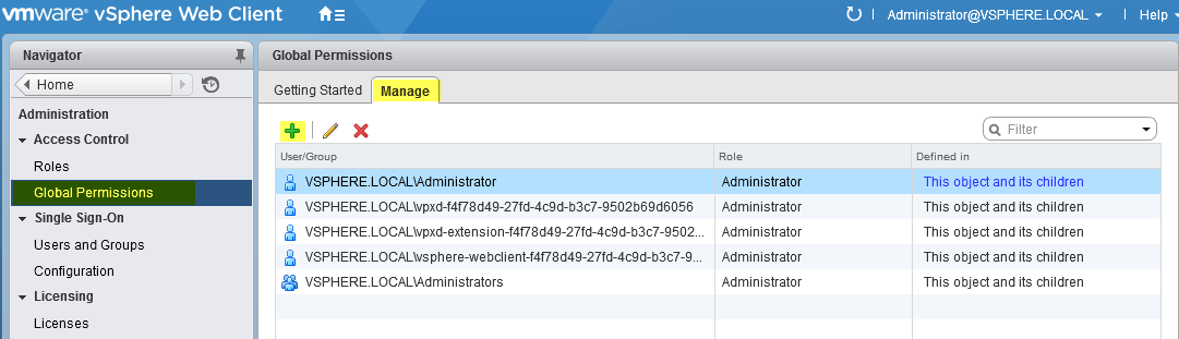 12 VCSA 6 - Global Permissions