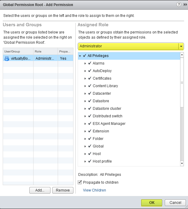 15 VCSA 6 - Global Permissions - Finish