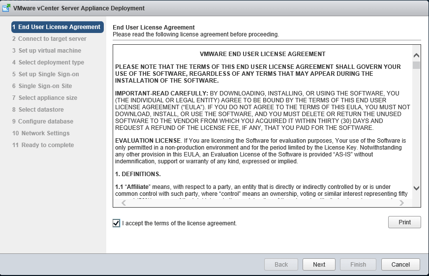 2 vCSA Install - License Agreement