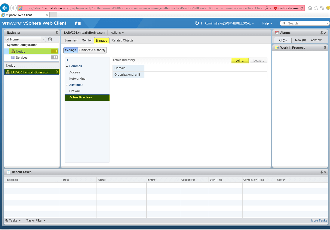 3 VCSA 6 - Join to Active Directory
