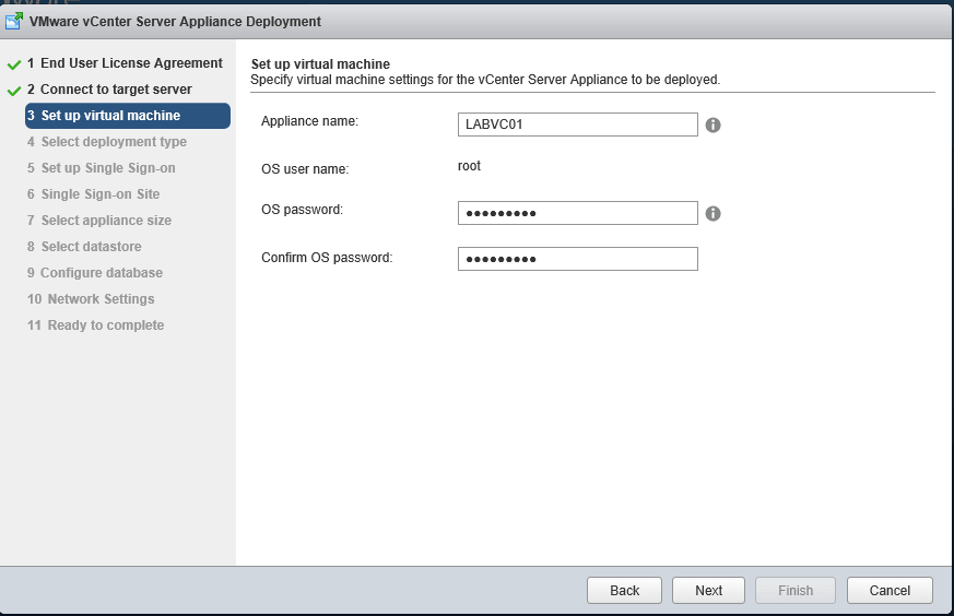 4 vCSA Install - Name the appliance