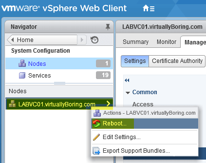 5 VCSA 6 - Reboot