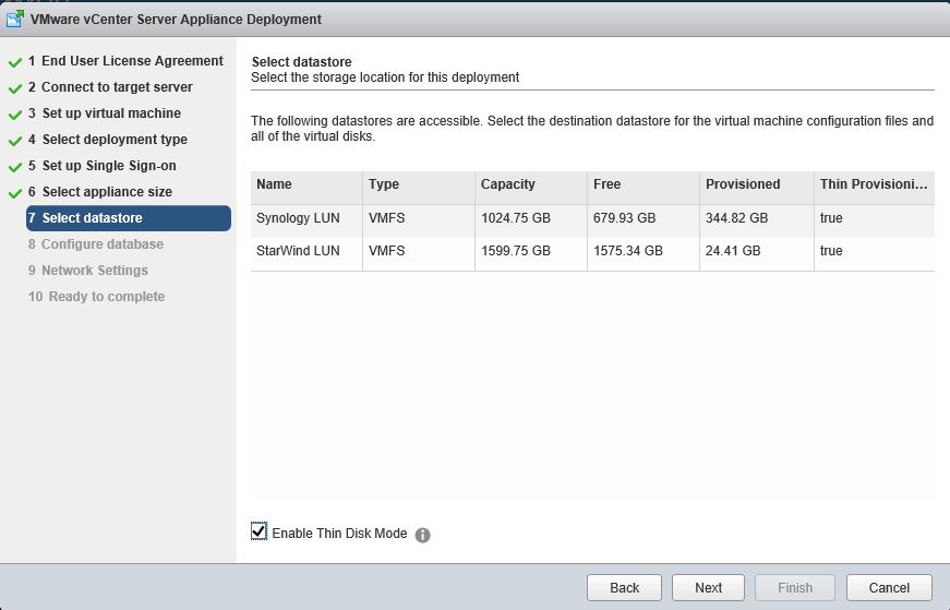 8 vCSA Install - Select Datastore