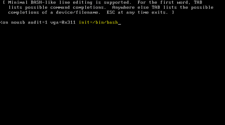 VCSA Boot Error 5 - Boot Bash
