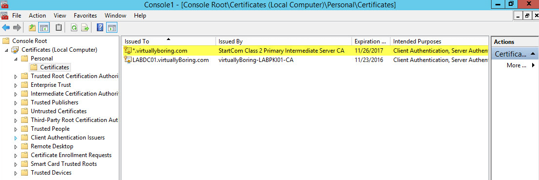 AD FS Configuration 13-2 - Wildcard Cert