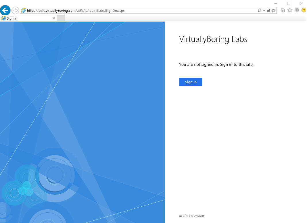 AD FS Configuration 18-1 - Test Page Sign In