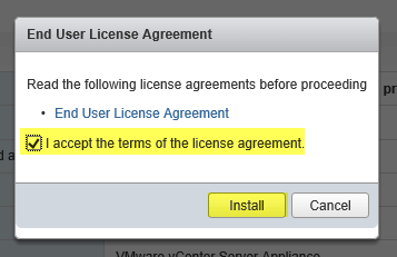 Update VCSA 4 - Accept EULA