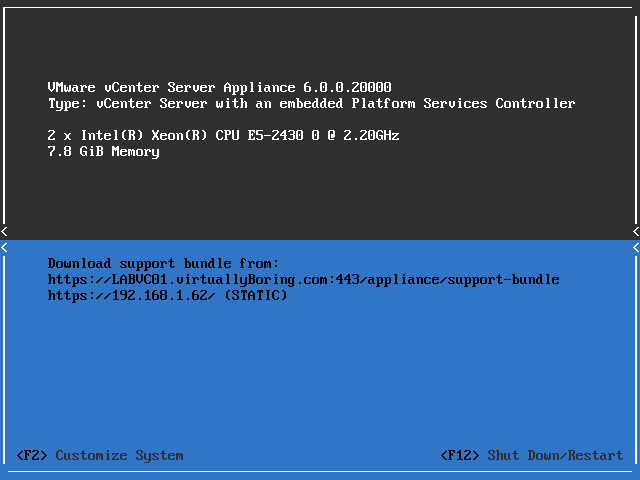 VCSA 6.0 U2 - Console Version