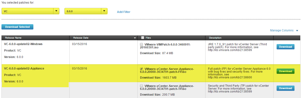 VCSA U2 1 - Download Full Product Update