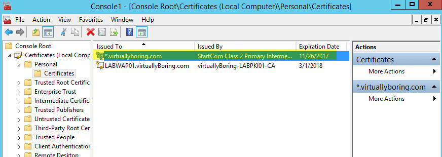 WAP Import Certificate 10 - Certificate Imported