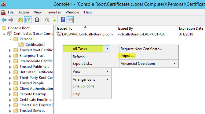 WAP Import Certificate 4 - Import Certificate