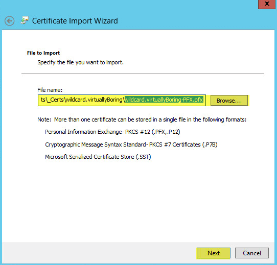 WAP Import Certificate 6 - File to Import
