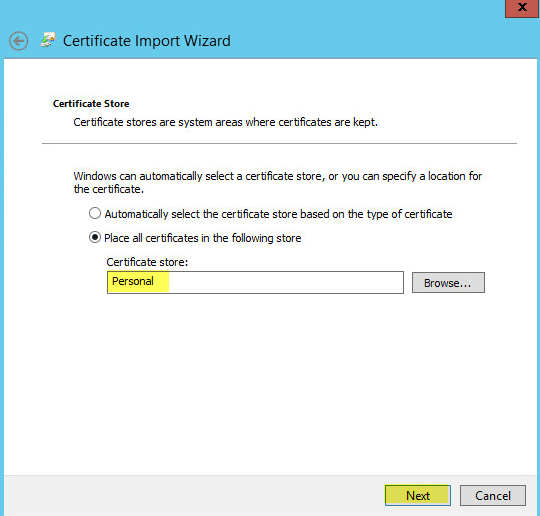 WAP Import Certificate 8 - Certificate Store
