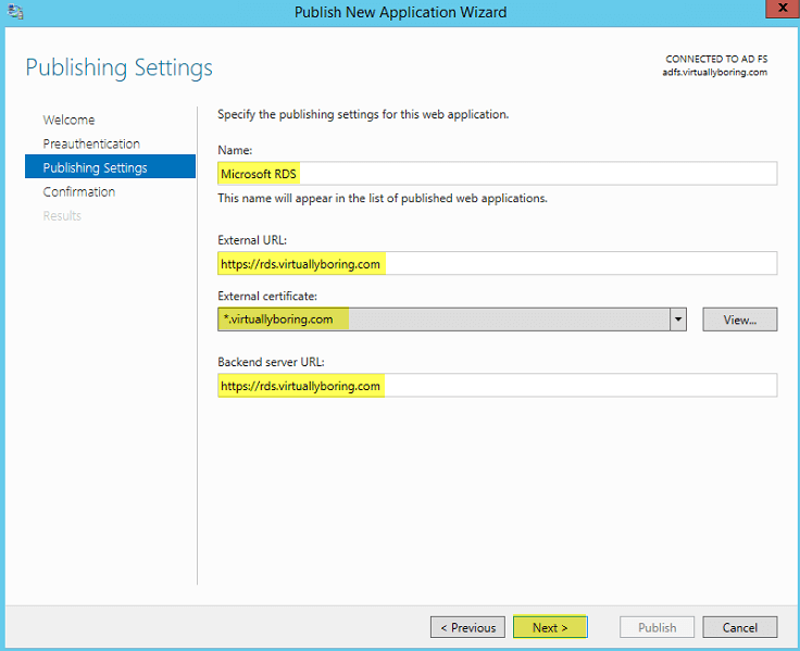 WAP Publish 4 - Publishing Settings