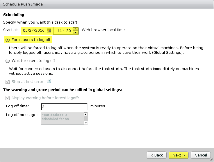26 View Instant Clone - Schedule Push Image