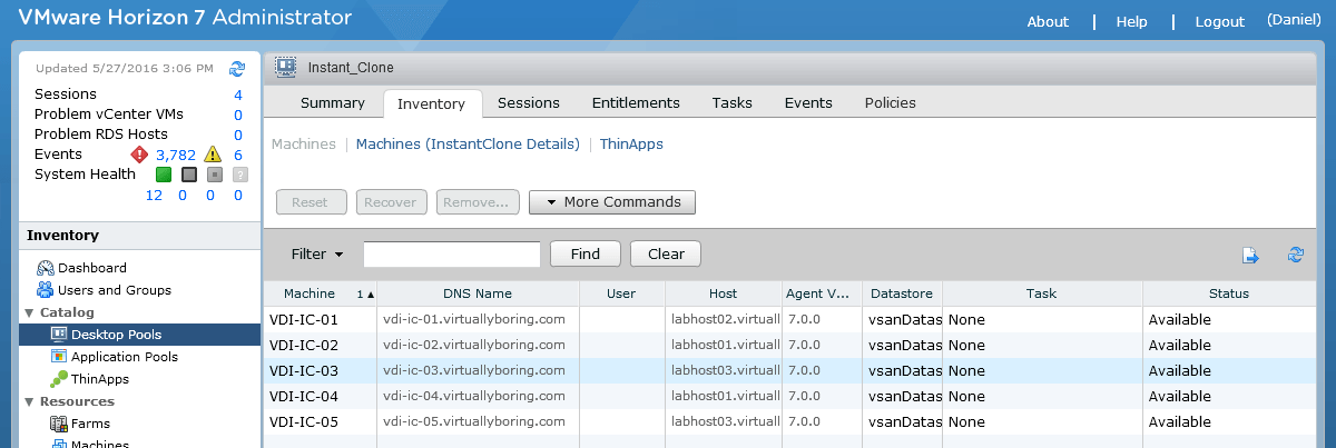31 View Instant Clone - Restarted VM Numbers