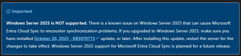 Windows Server 2025 is NOT supported.